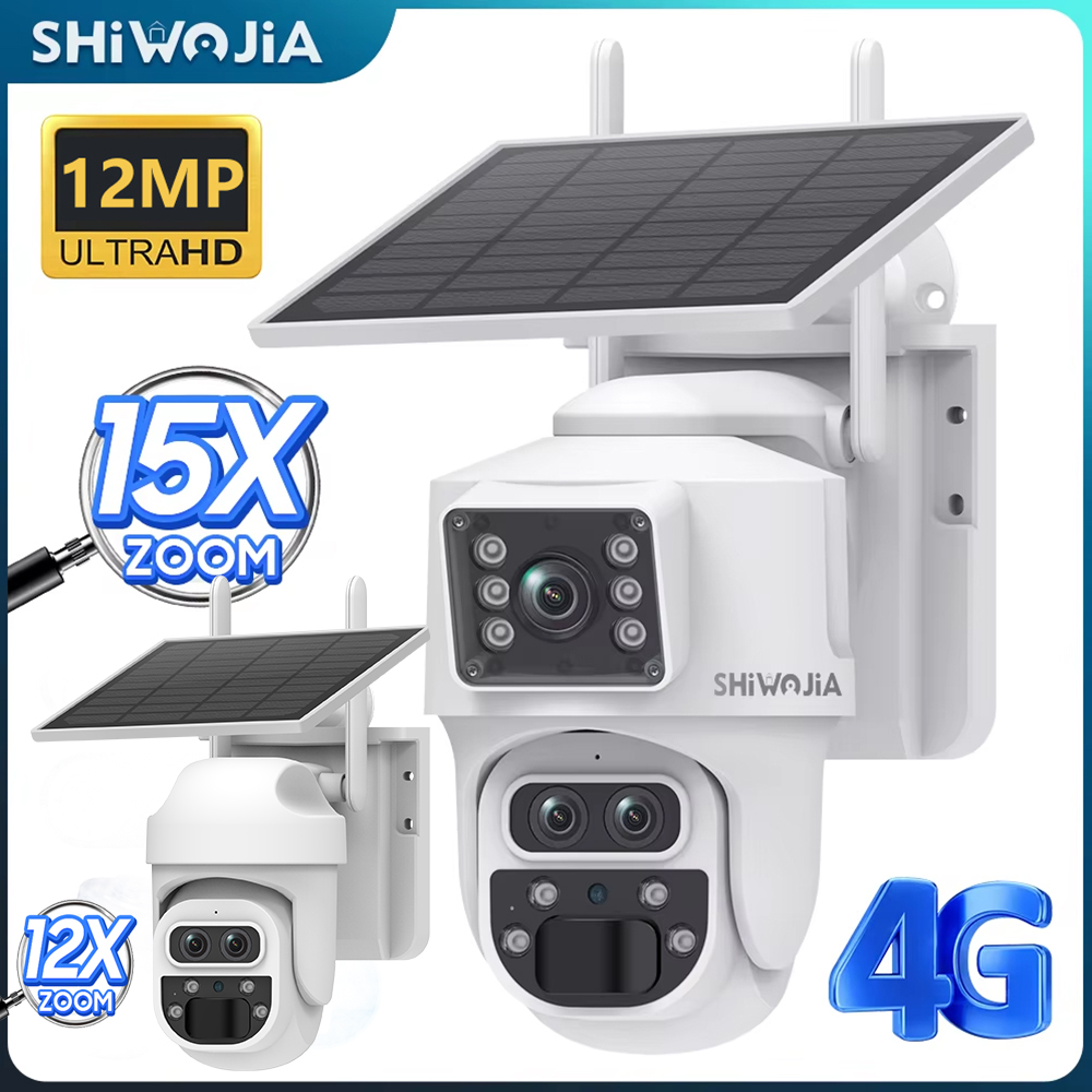Shiwojia 12mp 6k 15x zoom câme - Camera Solar Wireless avaliação e preço