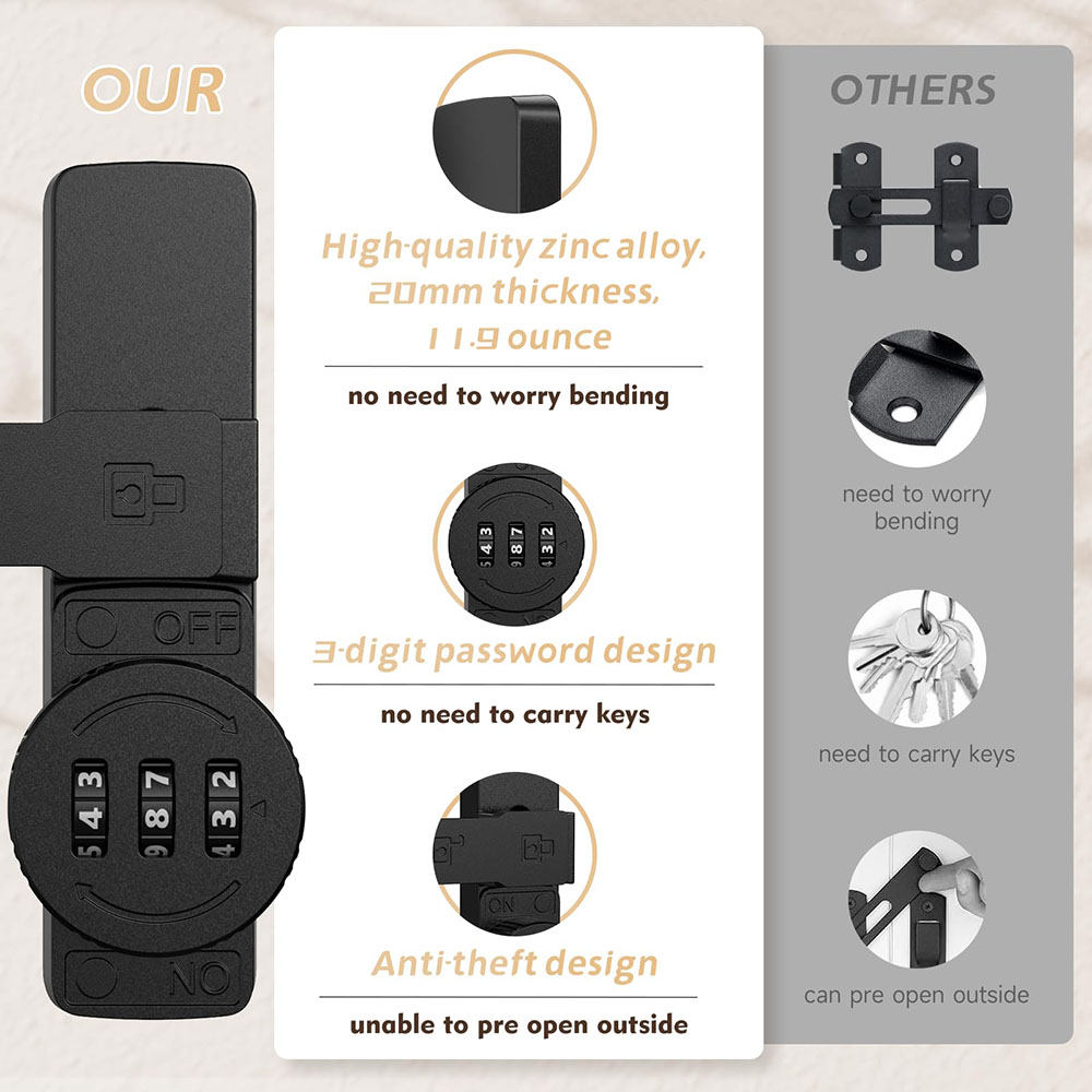 Fechadura de porta de celeiro  - Home Security Locks For Doors avaliação e preço
