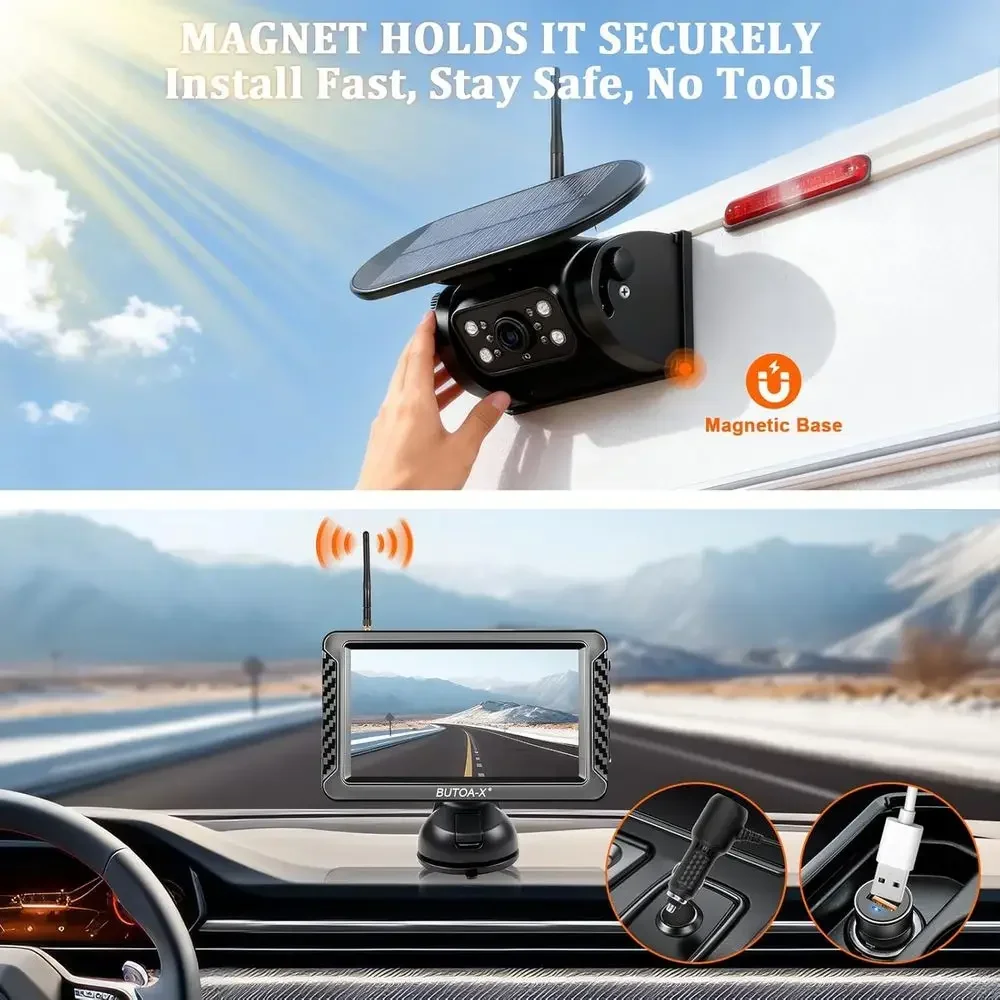 Câmera de Ré Magnética Solar S - Camera Solar Wireless avaliação e preço